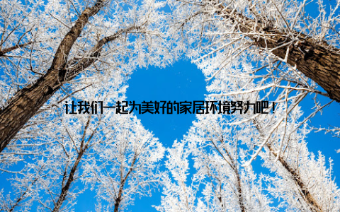 让我们一起为美好的家居环境努力吧!